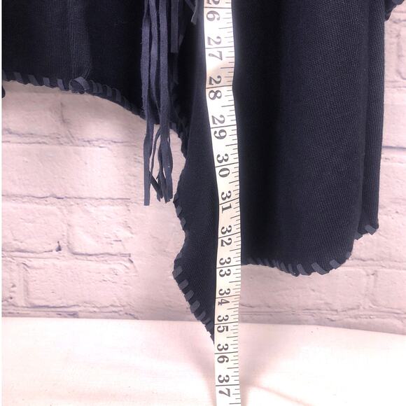 Kate & Mallory Fringed Western Long Sleeve Boho Navy Minimalist Cardigan M - Picture 10 of 11